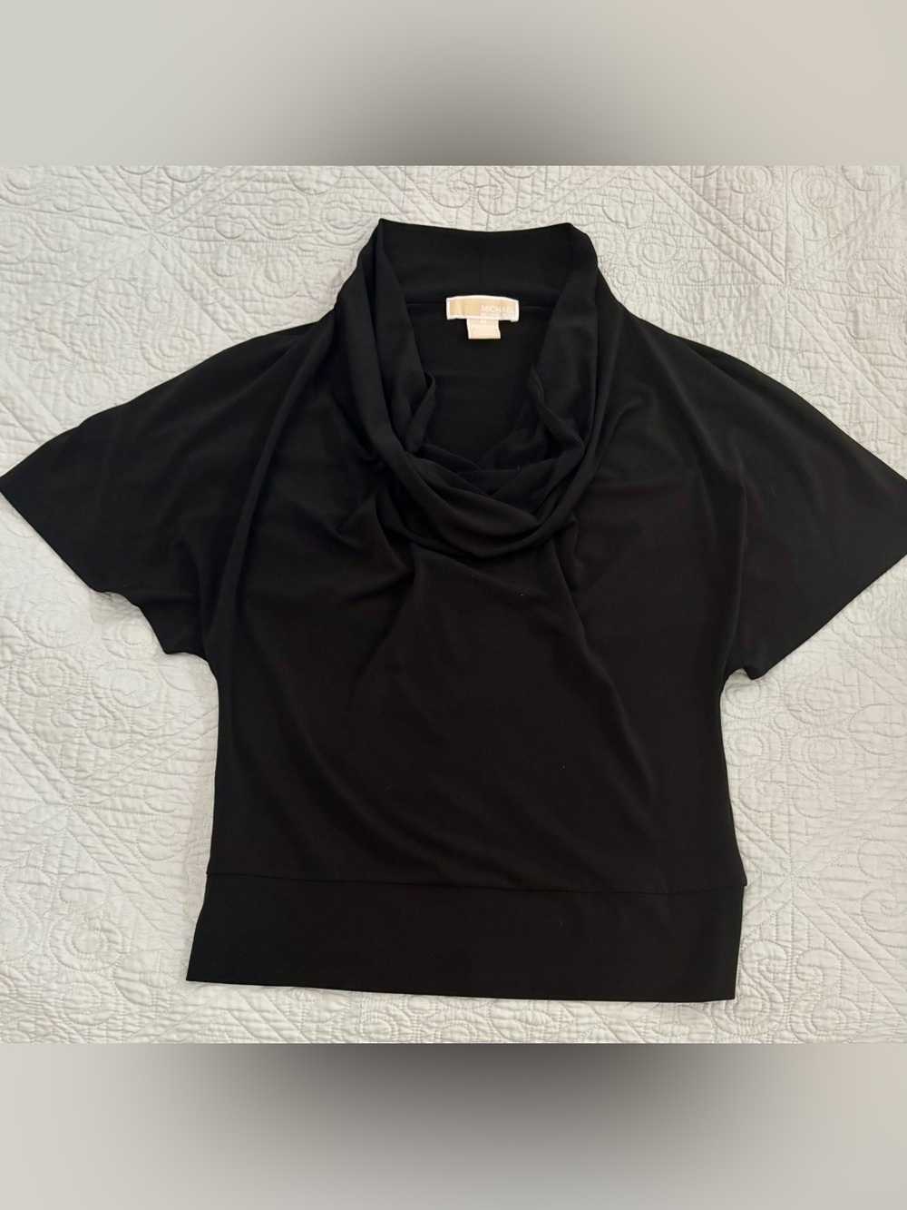 Michael Kors Black Cowl Neck Short Sleeve Sweater Top